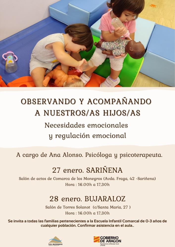 Imagen La Escuela Infantil Comarcal de Los Monegros organiza charlas sobre necesidades emocionales en la etapa de 0 a 3 años