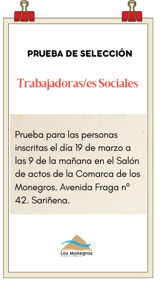Imagen Prueba de selección de dos trabajadoras sociales.