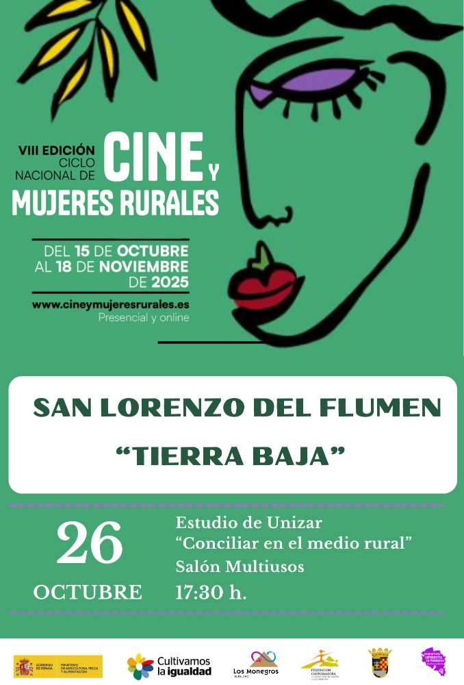 Imagen San Lorenzo del Flumen acoge este domingo la proyección de la película “Tierra Baja” y la presentación del estudio “Conciliar en el medio rural” de la UZ, dentro del VIII Ciclo Nacional de Cine y Mujeres Rurales