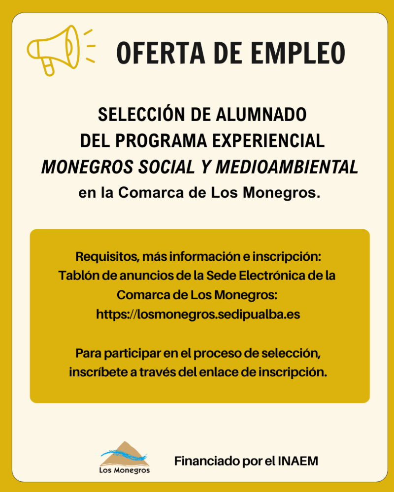 Imagen La Comarca de Los Monegros impulsa el empleo y la formación con el nuevo programa experiencial “Monegros Social y Medioambiental”, financiado por el INAEM